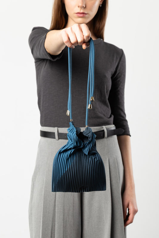 Multitudes - Τσάντα Baby Bag Πλισέ από Σατέν «Moroccan Blue» 17x28 εκ.