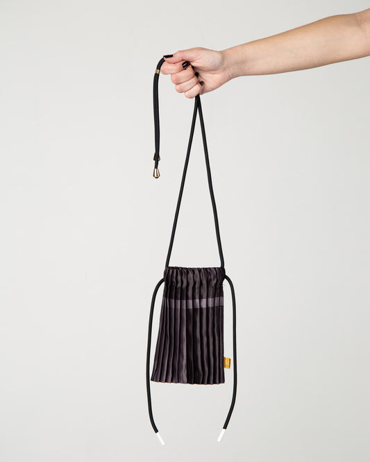 Multitudes - Mini Πλισέ Τσάντα Χιαστί από Σατέν Black Mini 14 x 20 εκ.