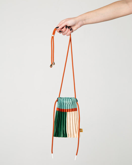 Multitudes - Mini Πλισέ Τσάντα Χιαστί από Σατέν Emerald Mini 14 x 20 εκ.