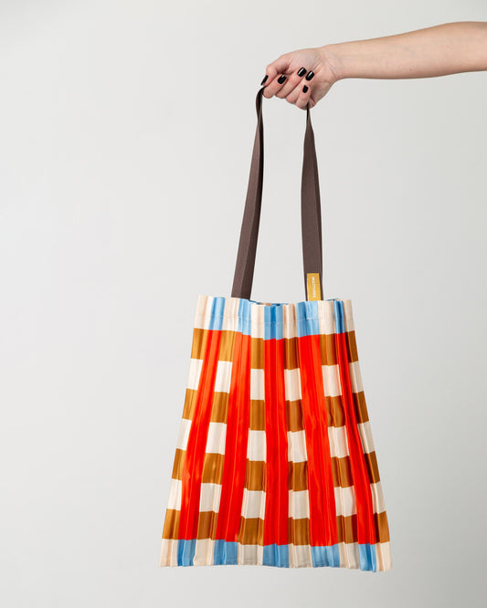 Multitudes - Τσάντα Tote Πλισέ από Σατέν «Marsala» 40x48 εκ.