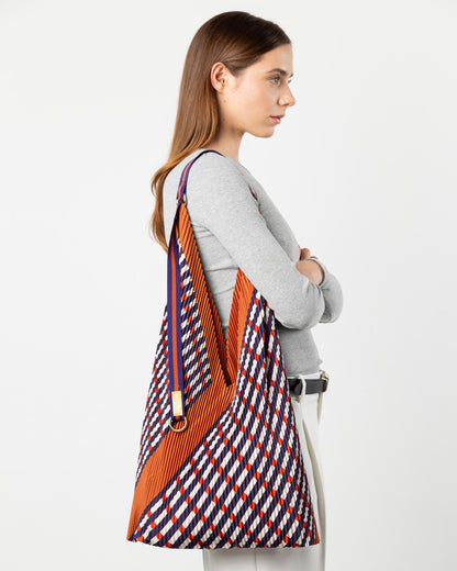 Multitudes - Τσάντα Y Πλισέ «Sophia Terracotta» & Pochette από Σατέν 30x60 εκ.