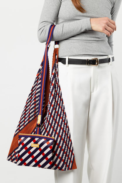 Multitudes - Τσάντα Y Πλισέ «Sophia Terracotta» & Pochette από Σατέν 30x60 εκ.