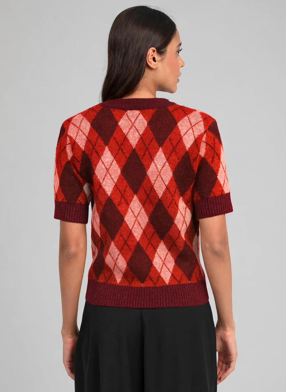 An'ge - Nadriana Cherry Πλεκτό Top Jacquard με Κεντημένα Διακοσμητικά