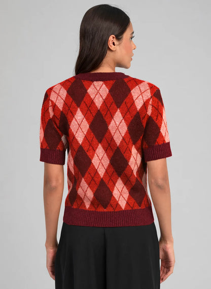 An'ge - Nadriana Cherry Πλεκτό Top Jacquard με Κεντημένα Διακοσμητικά