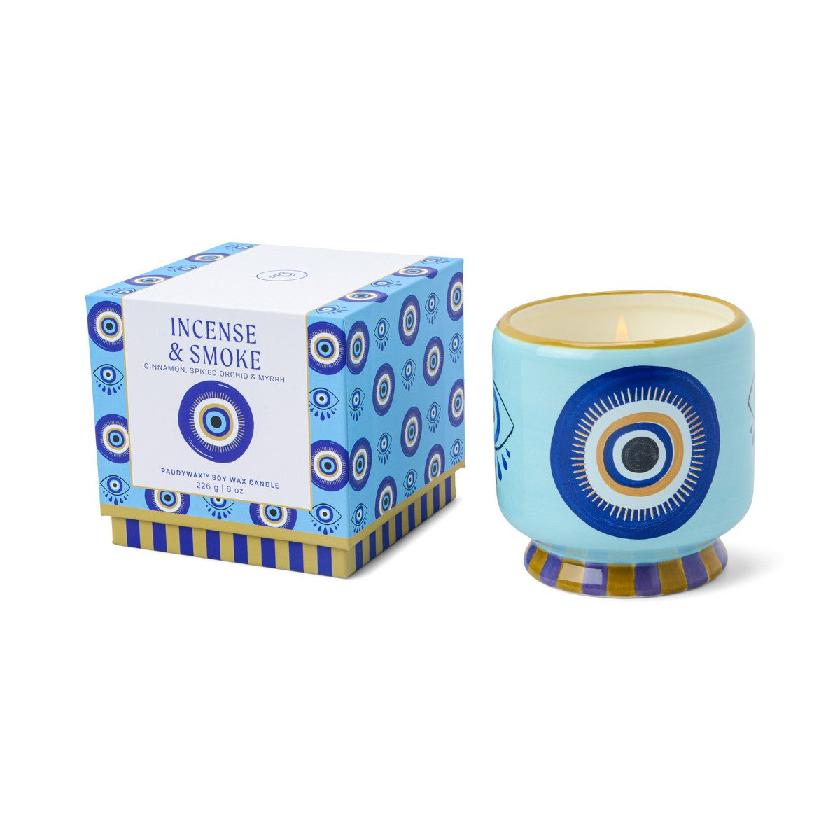 Paddywax A dopo Eye - Κεραμικό κερί σόγιας, Incense & Smoke 226gr & Σπίρτα 75 τεμ
