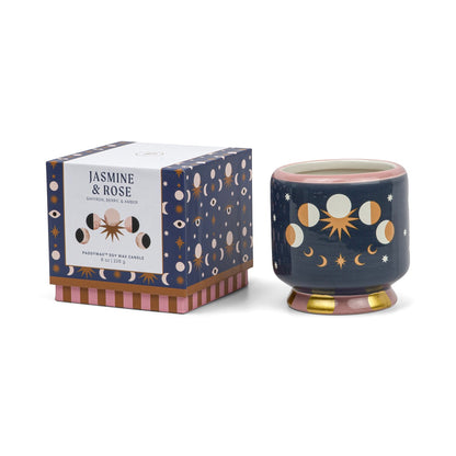 Paddywax A dopo  Moon Phases - Κεραμικό κερί σόγιας, Jasmine & Rose 226gr & Σπίρτα 75 τεμ