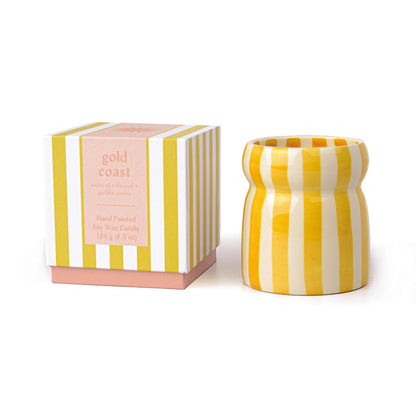 Paddywax Cabana Gold Coast - Φυτικό Κερί 184gr σε κίτρινο ριγέ κεραμικό δοχείο