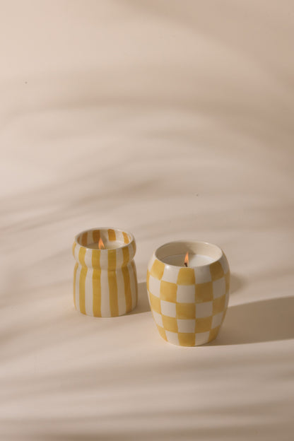 Paddywax Cabana Gold Coast - Φυτικό Κερί 184gr σε κίτρινο ριγέ κεραμικό δοχείο