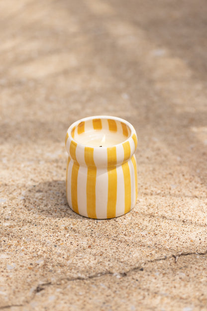 Paddywax Cabana Gold Coast - Φυτικό Κερί 184gr σε κίτρινο ριγέ κεραμικό δοχείο