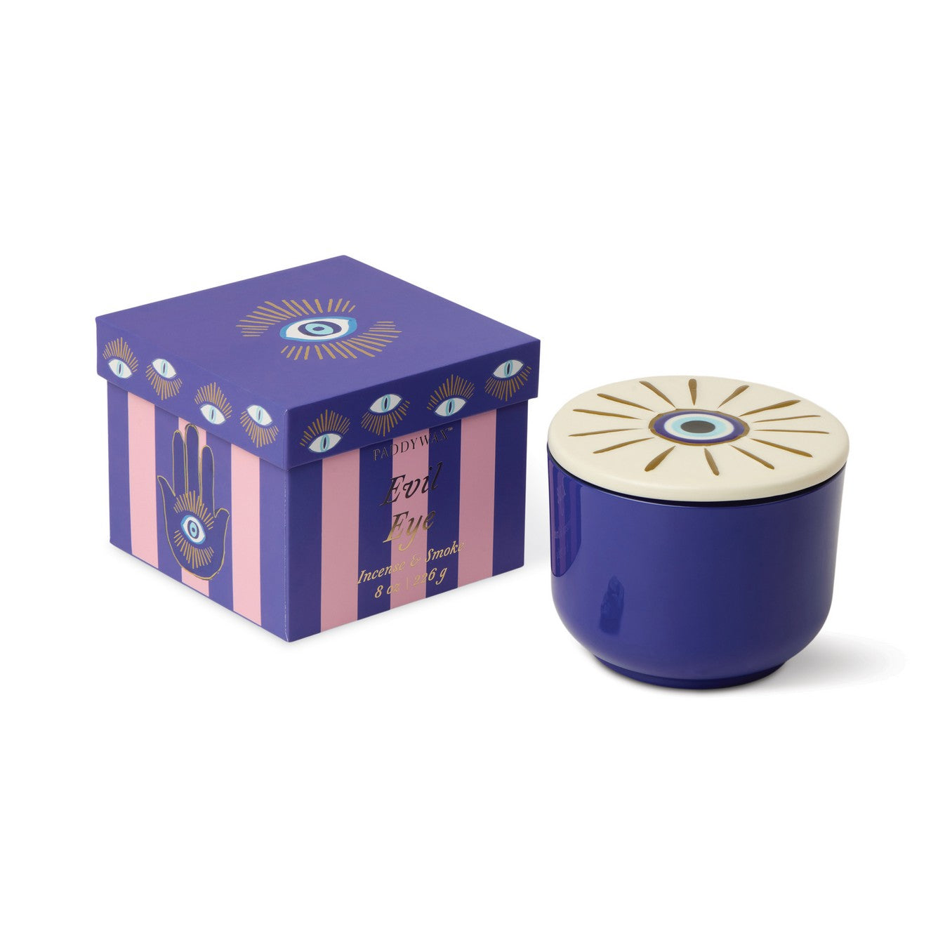 Paddywax Charmed Incense & Smoke - κερί σόγιας σε μπλε γυάλινο δοχείο 226gr,
