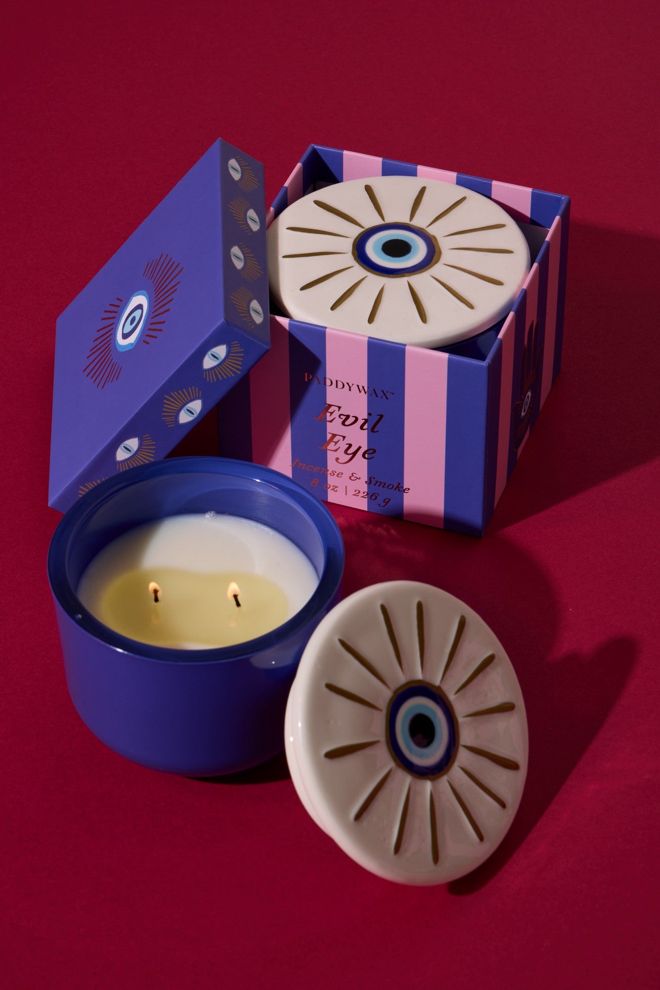 Paddywax Charmed Incense & Smoke - κερί σόγιας σε μπλε γυάλινο δοχείο 226gr,