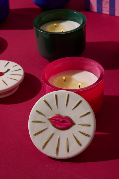 Paddywax Charmed Lips Smoked Cherry - κερί σόγιας σε ροζ γυάλινο δοχείο 226gr