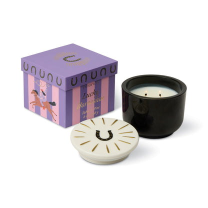 Paddywax Charmed Horseshoe Tabac & Pine - κερί σόγιας σε μαύρο γυάλινο δοχείο 226gr