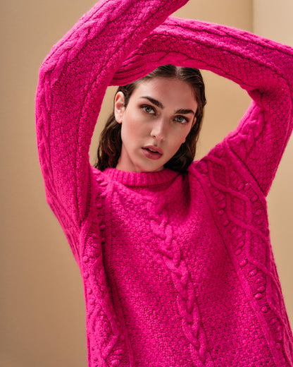 Tailor Made- Μακρύ Πουλόβερ Lurex Φούξια