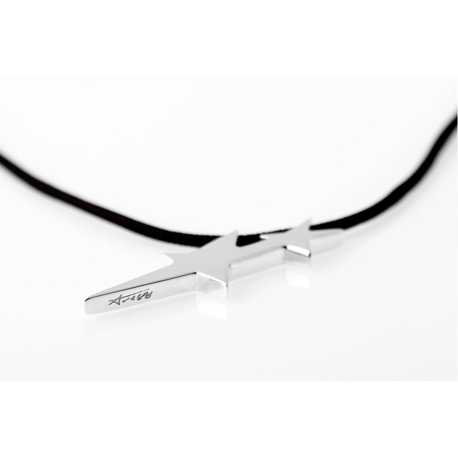 Ava88 - Ασημένιο 925 Unisex Κολιέ με Μοντέρνο Γλυπτό Μενταγιόν Two Stars