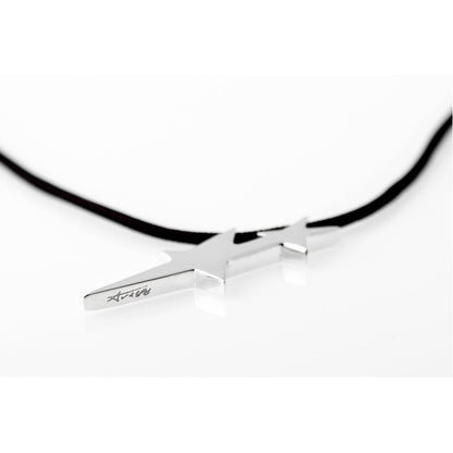 Ava88 - Ασημένιο 925 Unisex Κολιέ με Μοντέρνο Γλυπτό Μενταγιόν Two Stars