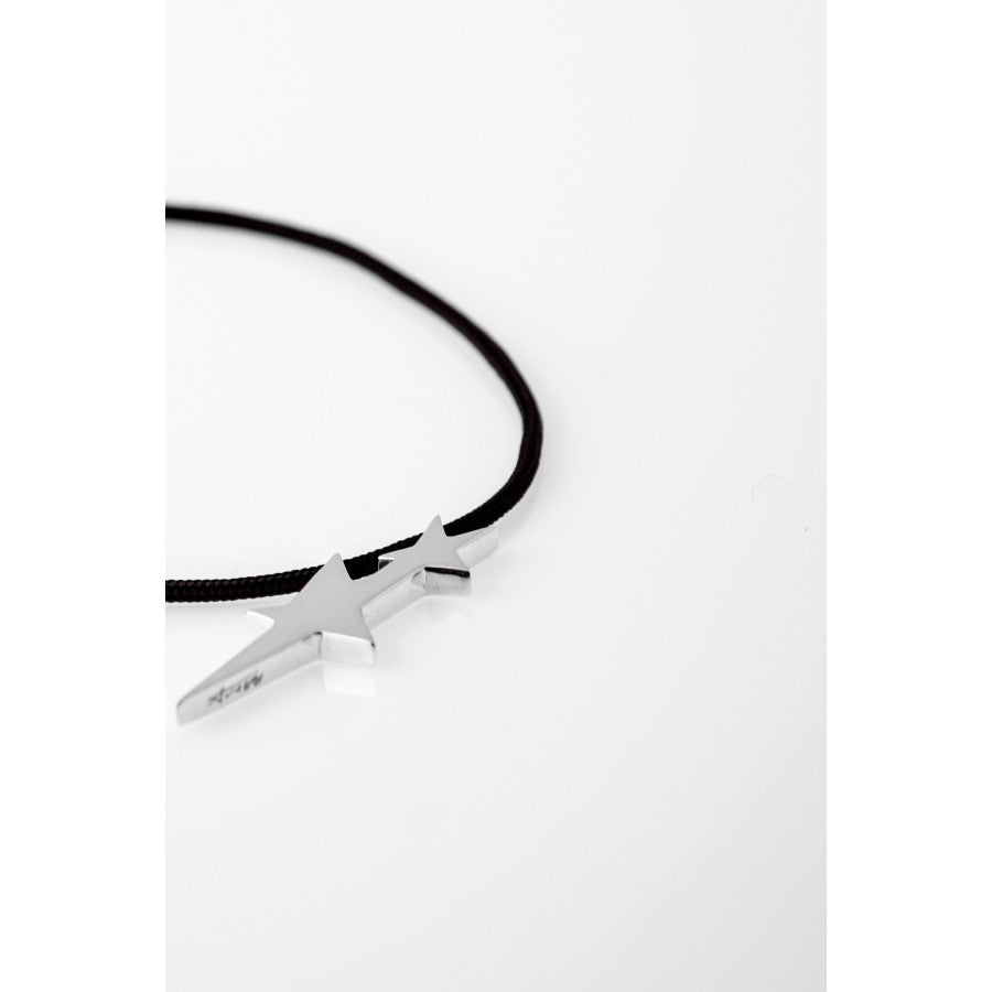 Ava88 - Ασημένιο 925 Unisex Κολιέ με Μοντέρνο Γλυπτό Μενταγιόν Two Stars