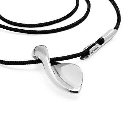 Ava88 - Ασημένιο 925 Unisex Κολιέ με Μοντέρνο Γλυπτό Μενταγιόν Corpus
