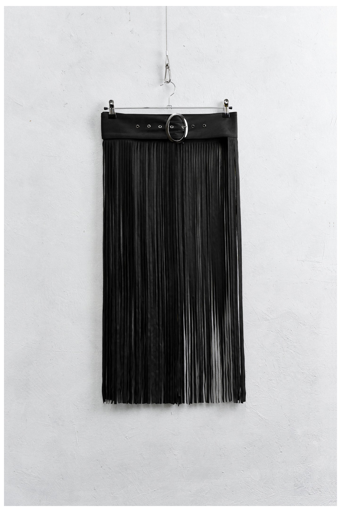 Lumina - Ζώνη Cowboy με Κρόσια & Ύφασμα Τύπου Σουέτ Μαύρη