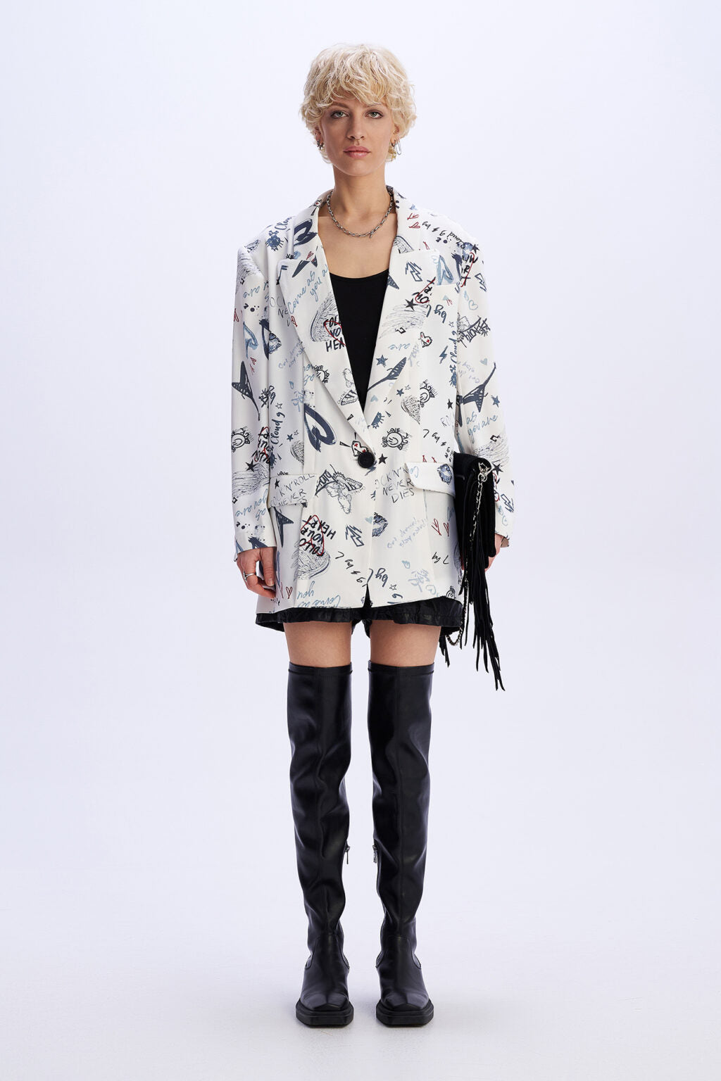 C9 Cloud 9 Satin Moon - Λευκό Σακάκι με graffiti τύπωμα