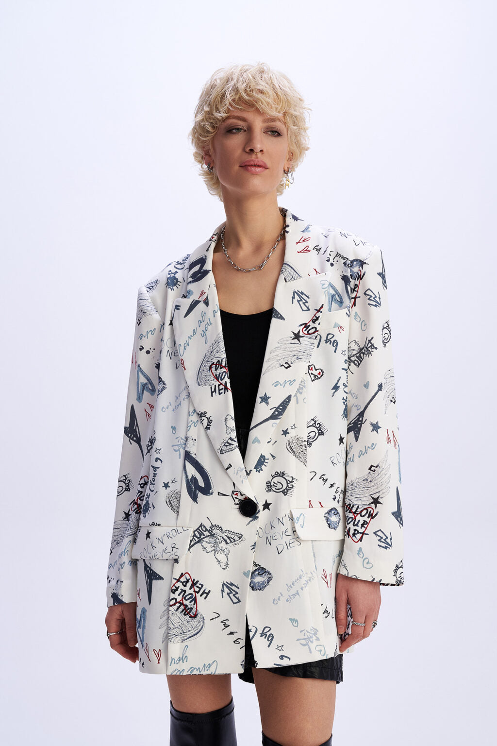 C9 Cloud 9 Satin Moon - Λευκό Σακάκι με graffiti τύπωμα