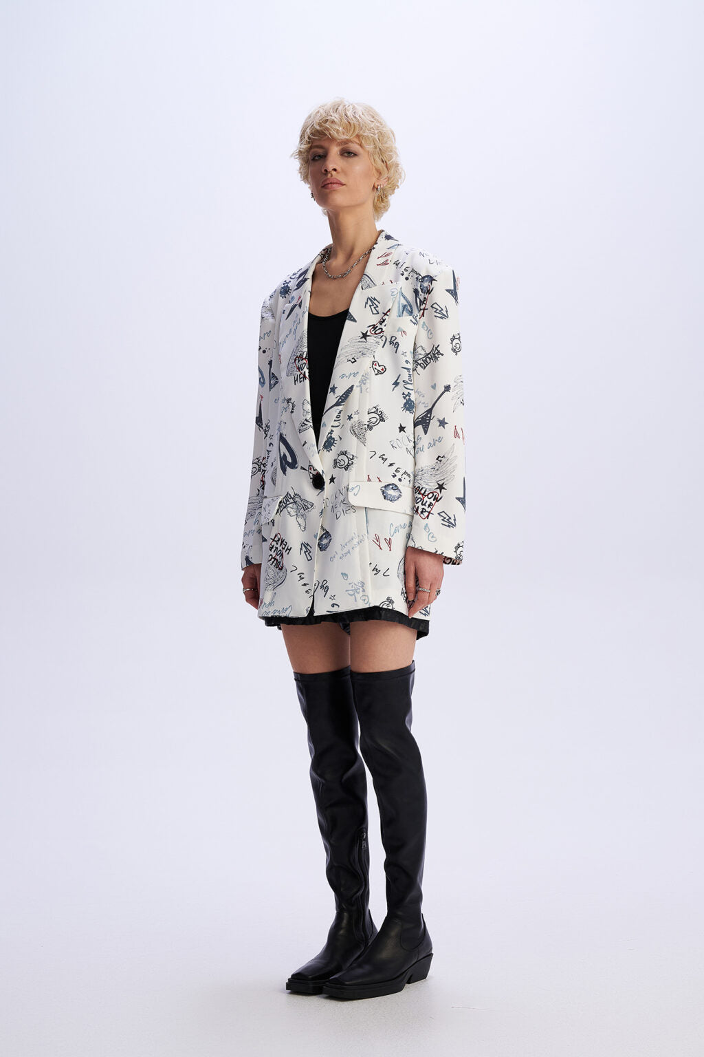 C9 Cloud 9 Satin Moon - Λευκό Σακάκι με graffiti τύπωμα