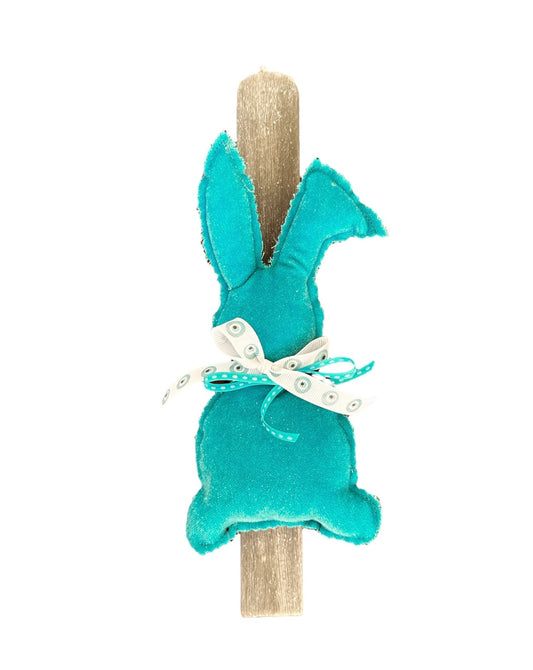 Λαμπάδα Χειροποίητη Γκρι Με Λαγουδάκι