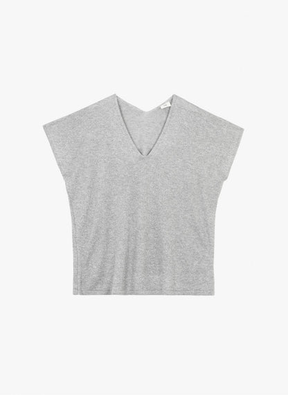 An'ge Landrew - Αμάνικο Πλεκτό με Lurex & V-Neck (Φούξια)