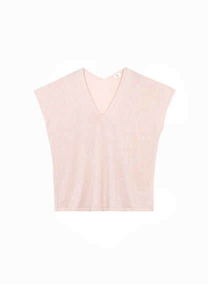 An'ge Landrew - Αμάνικο Πλεκτό με Lurex & V-Neck (Φούξια)